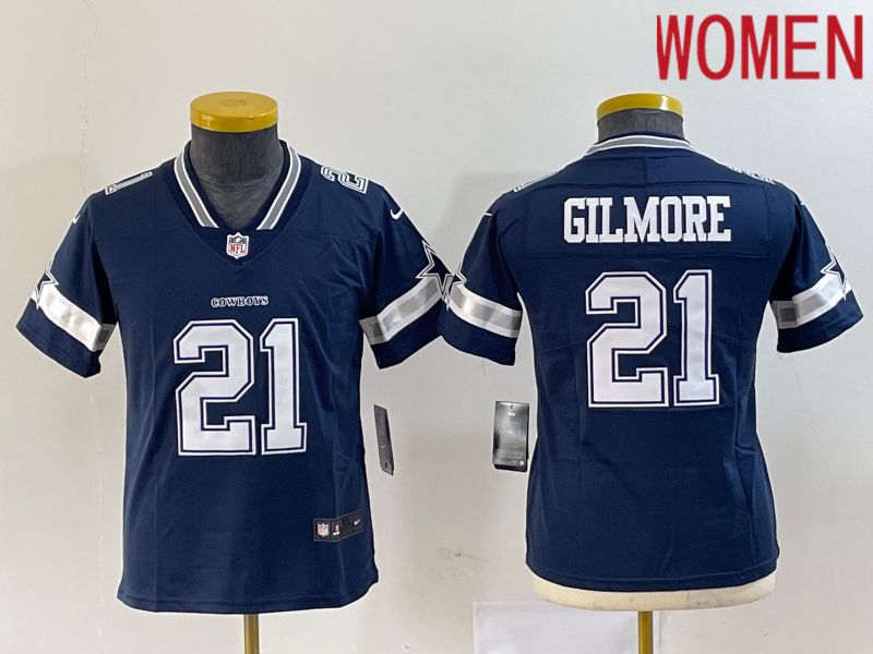 Women Dallas Cowboys 21 Gilmore Blue 2023 Nike Vapor Limited NFL Jersey